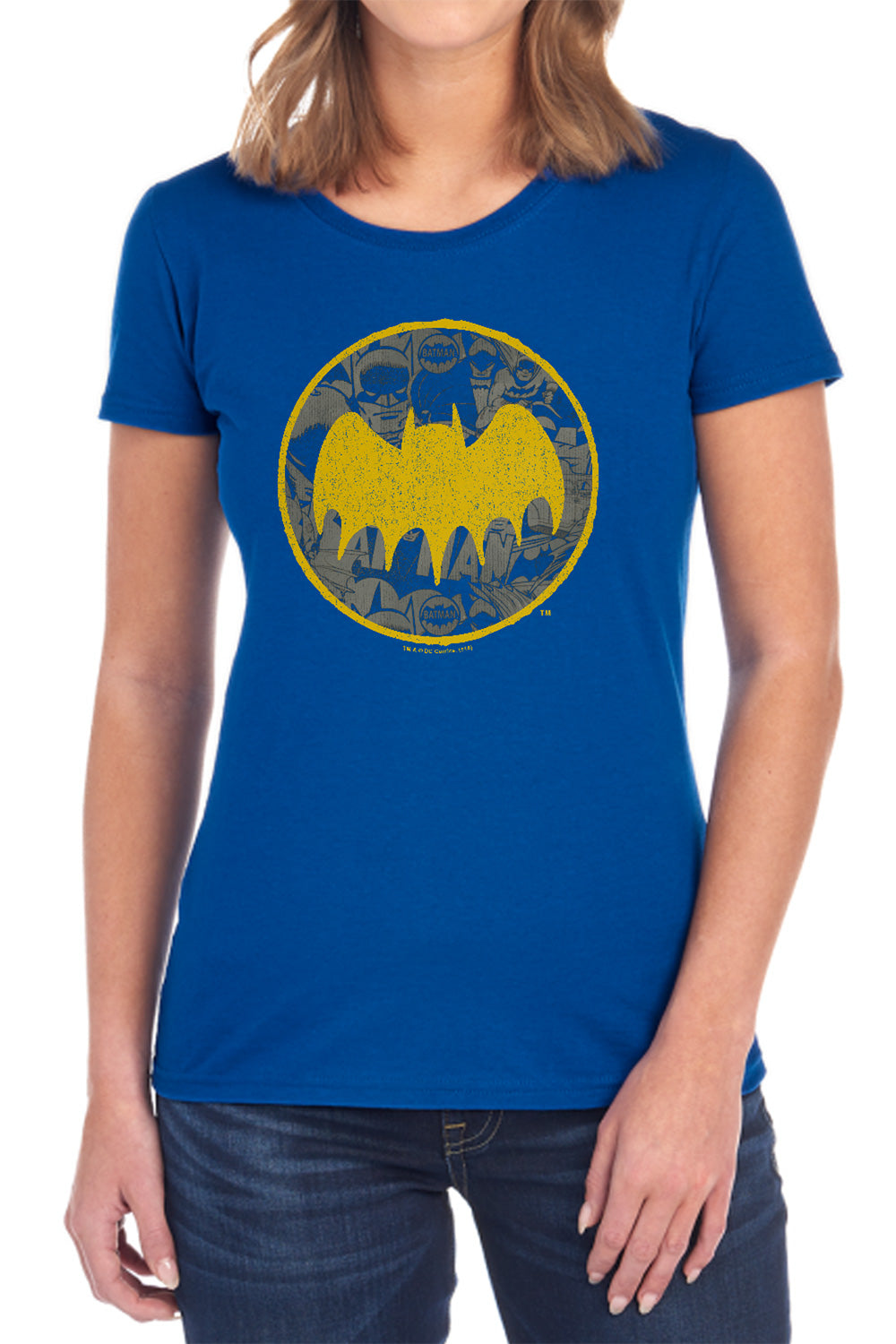 Batman Comics Vintage Symbol Collage Women's 18/1 Cotton Short-Sleeve T-Shirt