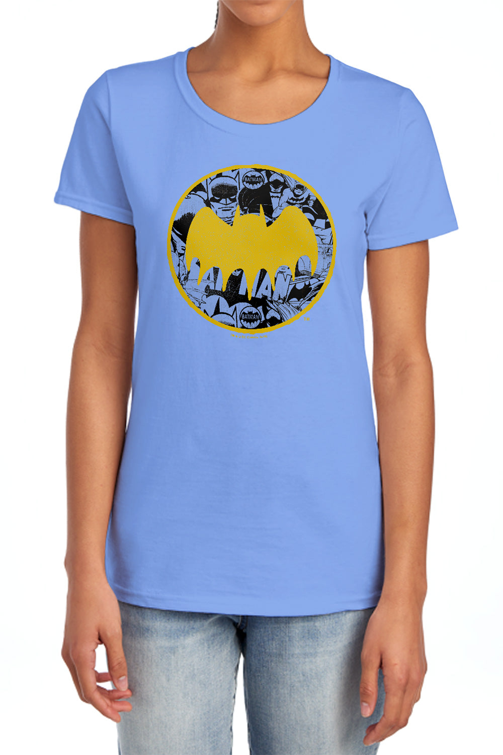 Batman Comics Vintage Symbol Collage Women's 18/1 Cotton Short-Sleeve T-Shirt