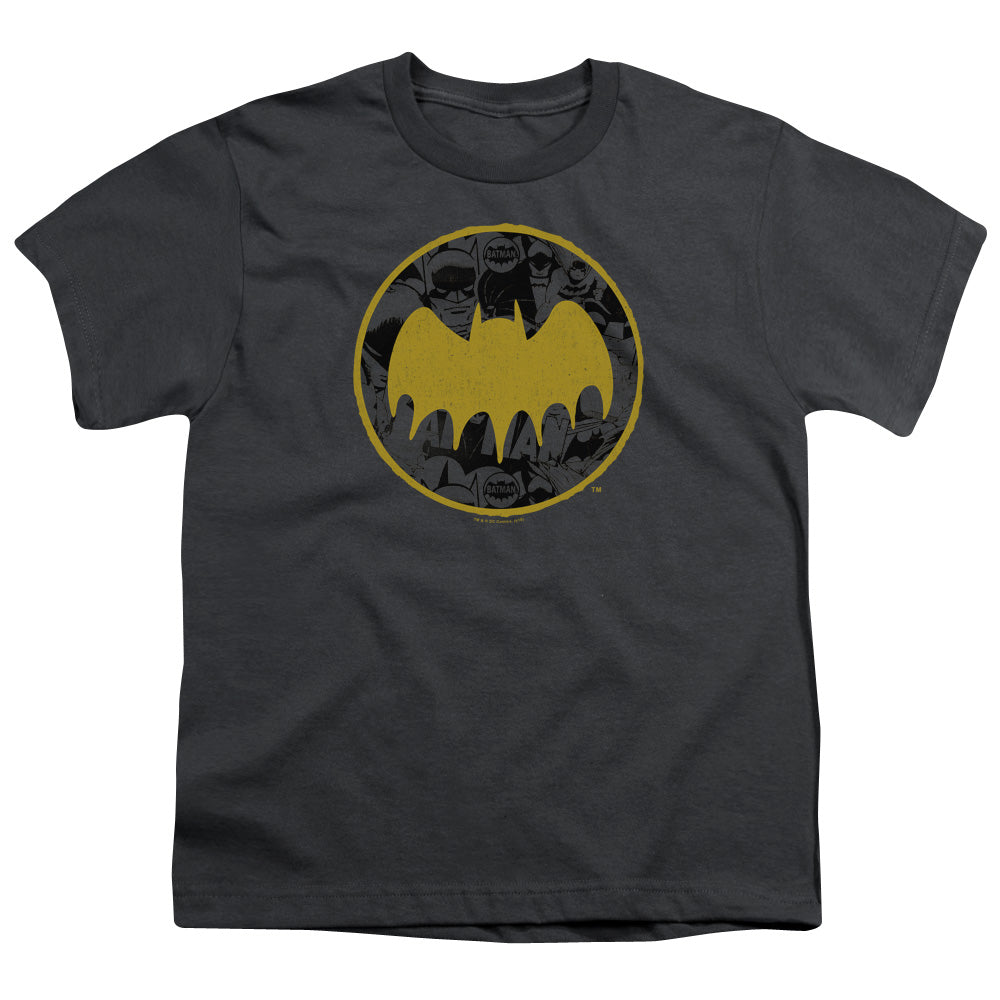 Batman Comics Vintage Symbol Collage Youth 18/1 100% Cotton Short-Sleeve T-Shirt