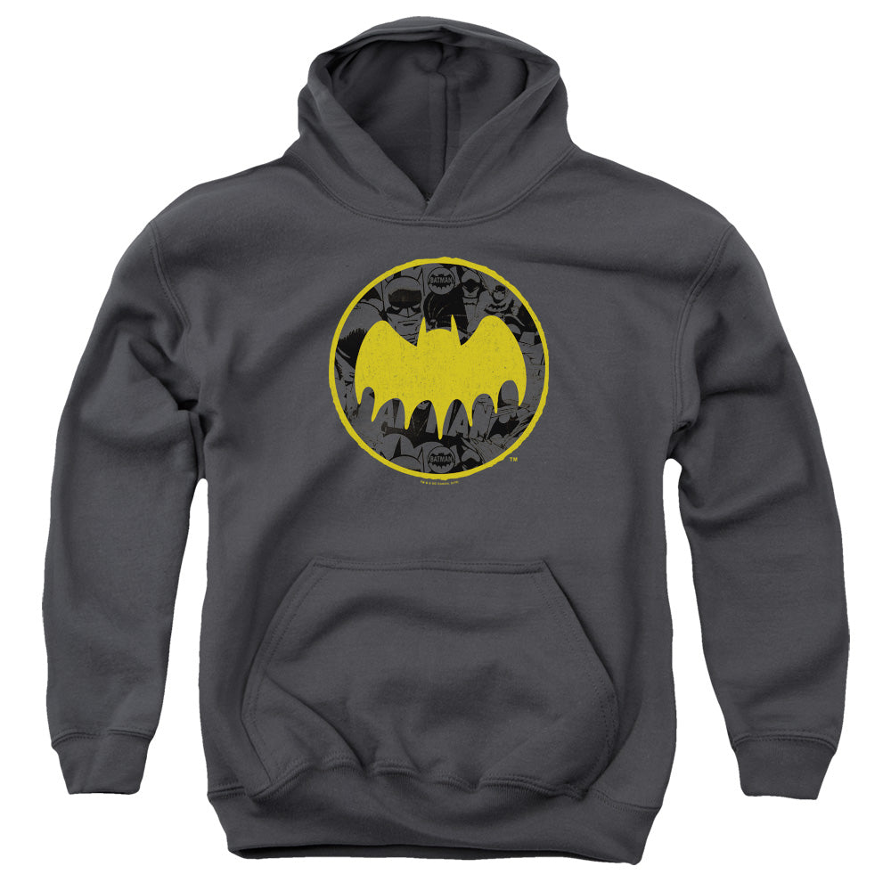 Batman Comics Vintage Symbol Collage Youth Cotton Poly Pull-Over Hoodie