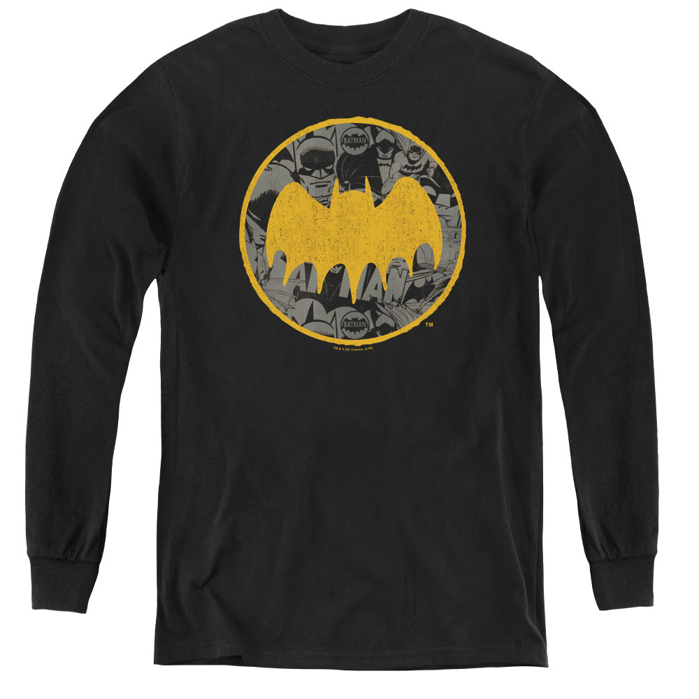Batman Comics Vintage Symbol Collage Youth Long-Sleeve T-Shirt