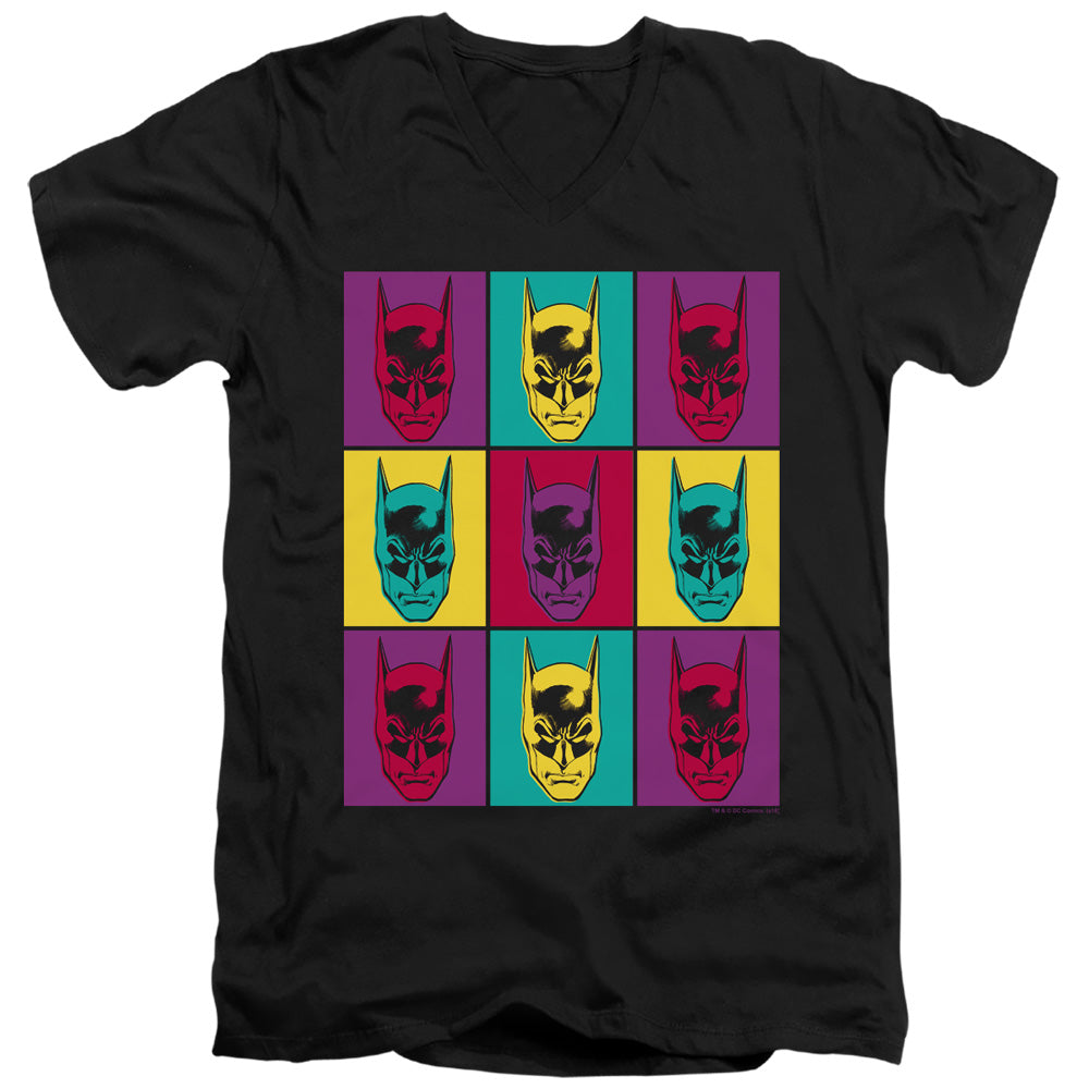 Batman Comics Warhol Batman Men's 30/1 Cotton Slim V-Neck T-Shirt