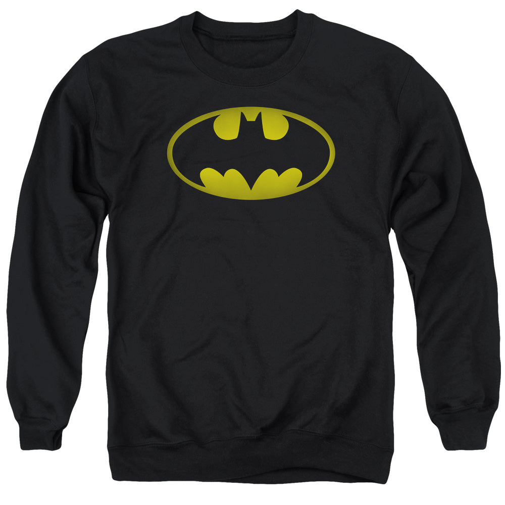 Batman Comics Washed Bat Logo Men's Crewneck 50 50 Poly Long-Sleeve T-Shirt
