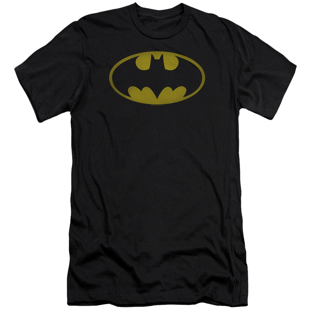 Batman Comics Washed Bat Logo Men's Ultra-Soft 30/1 Cotton Slim Short-Sleeve T-Shirt