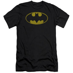 Batman Comics Washed Bat Logo Men's Ultra-Soft 30/1 Cotton Slim Short-Sleeve T-Shirt