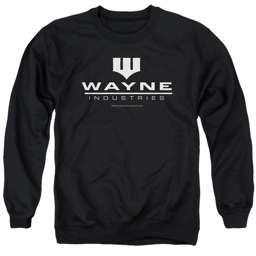 Batman Comics Wayne Logo On Black Men's Crewneck 50 50 Poly Long-Sleeve T-Shirt