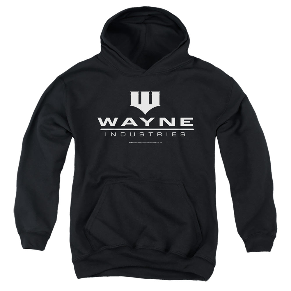 Batman Comics Wayne Logo On Black Youth Cotton Poly Pull-Over Hoodie