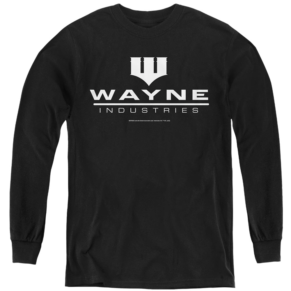 Batman Comics Wayne Logo On Black Youth Long-Sleeve T-Shirt
