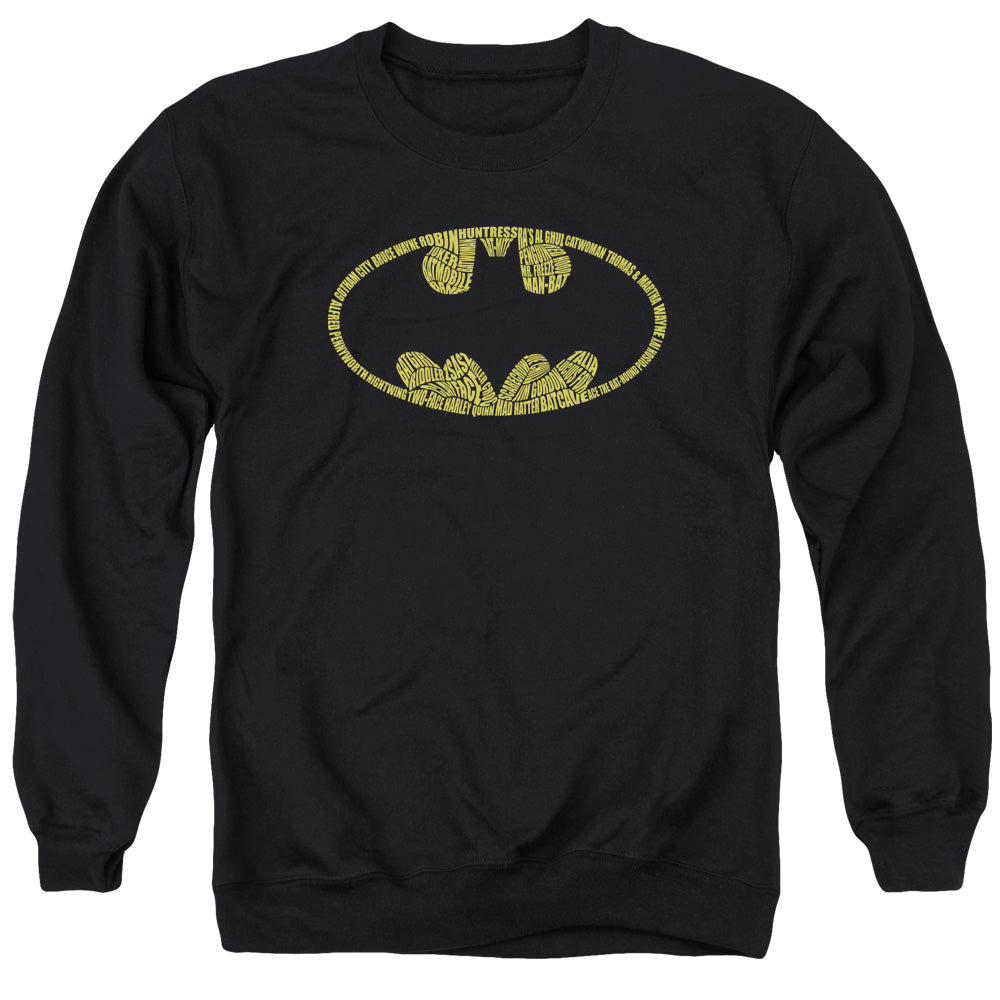 Batman Comics Word Logo Men's Crewneck 50 50 Poly Long-Sleeve T-Shirt