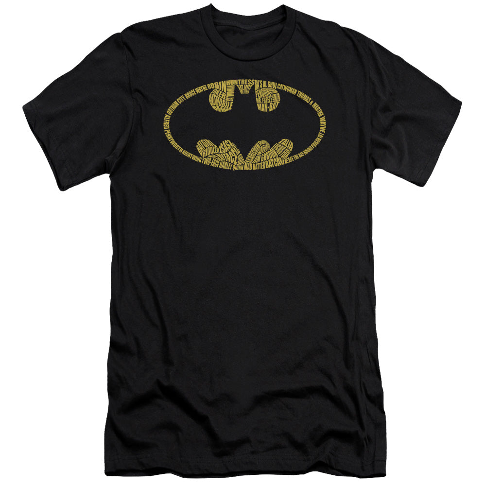 Batman Comics Word Logo Men's Ultra-Soft 30/1 Cotton Slim Short-Sleeve T-Shirt