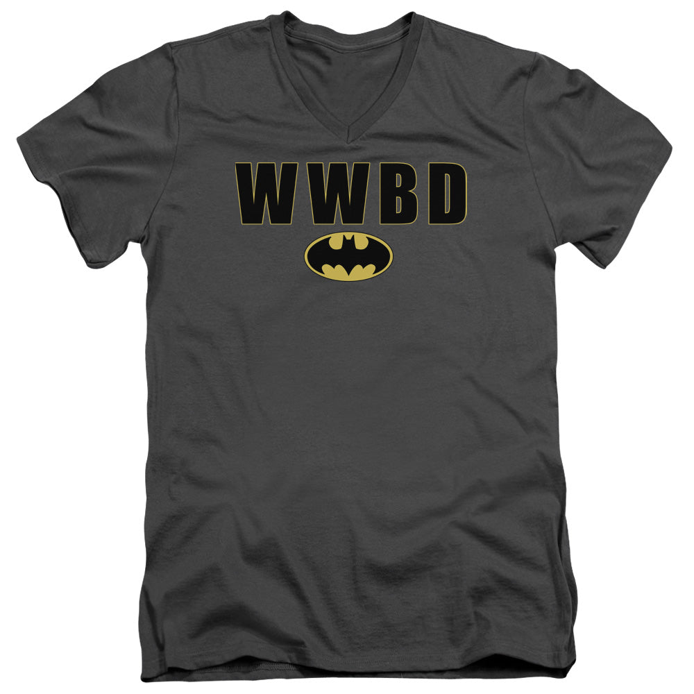 Batman Comics Wwbd Logo Men's 30/1 Cotton Slim V-Neck T-Shirt