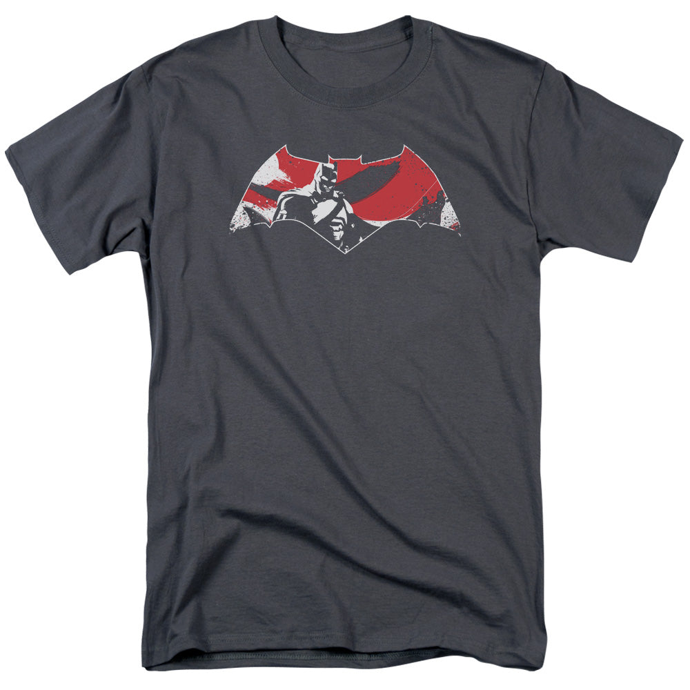 Batman v Superman Armor Splatter Logo Men's 18/1 Cotton Short-Sleeve T-Shirt