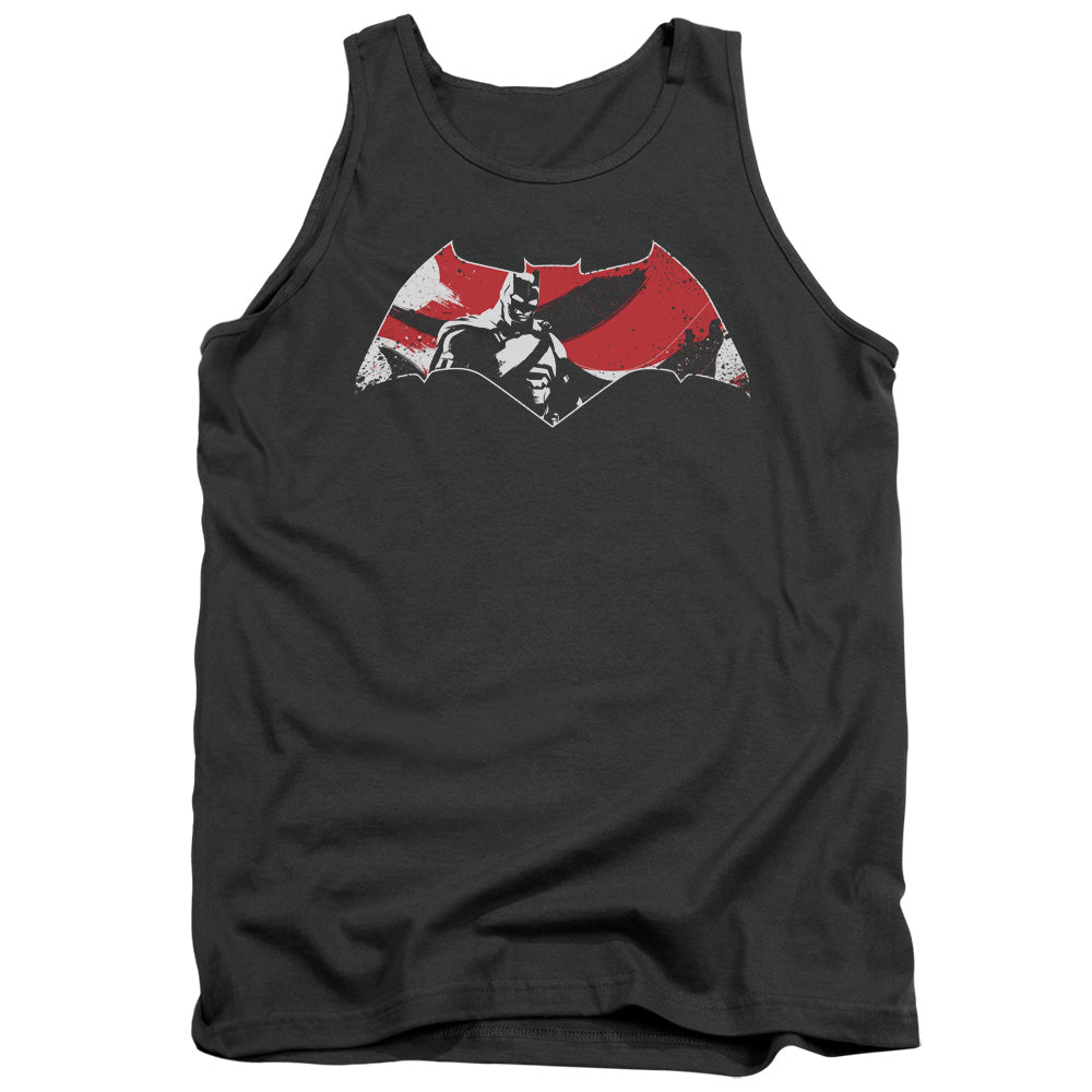 Batman v Superman Armor Splatter Logo Men's 18/1 Cotton Tank Top