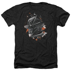 Batman v Superman Bat Head Tech Men's 30/1 Heather 60 40 Poly Short-Sleeve T-Shirt