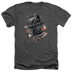 Batman v Superman Bat Head Tech Men's 30/1 Heather 60 40 Poly Short-Sleeve T-Shirt