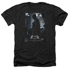 Batman v Superman Bat Poster Men's 30/1 Heather 60 40 Poly Short-Sleeve T-Shirt