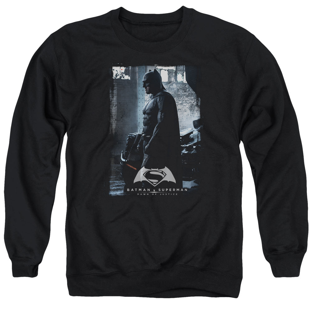 Batman v Superman Bat Poster Men's Crewneck 50 50 Poly Long-Sleeve T-Shirt