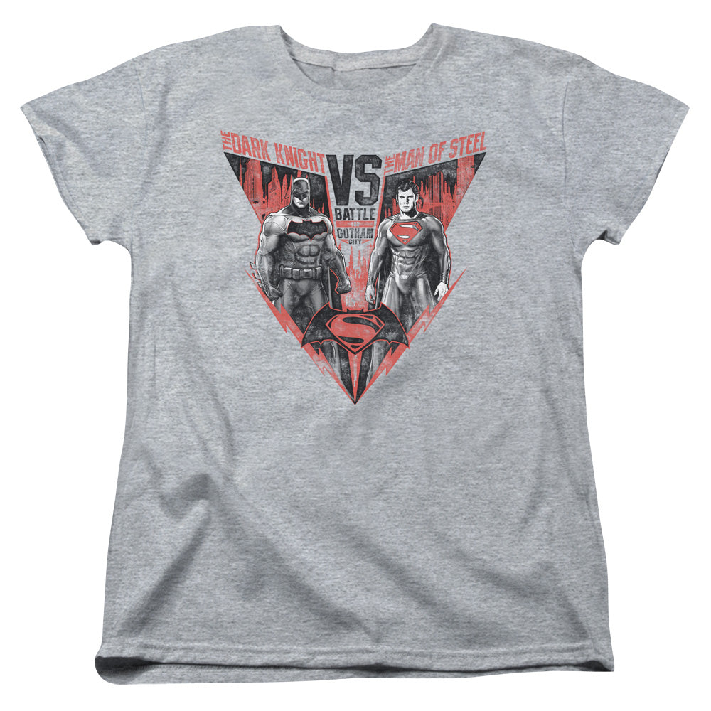 Batman v Superman Batlle For Gotham Women's 18/1 Cotton Short-Sleeve T-Shirt
