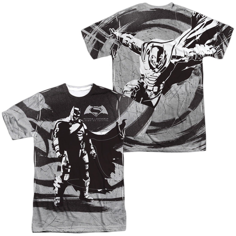 Batman v Superman Batman Contrast (Front/Back Print) Men's Regular Fit Polyester Short-Sleeve T-Shirt