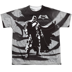 Batman v Superman Batman Contrast Youth Regular Fit Poly Short-Sleeve T-Shirt