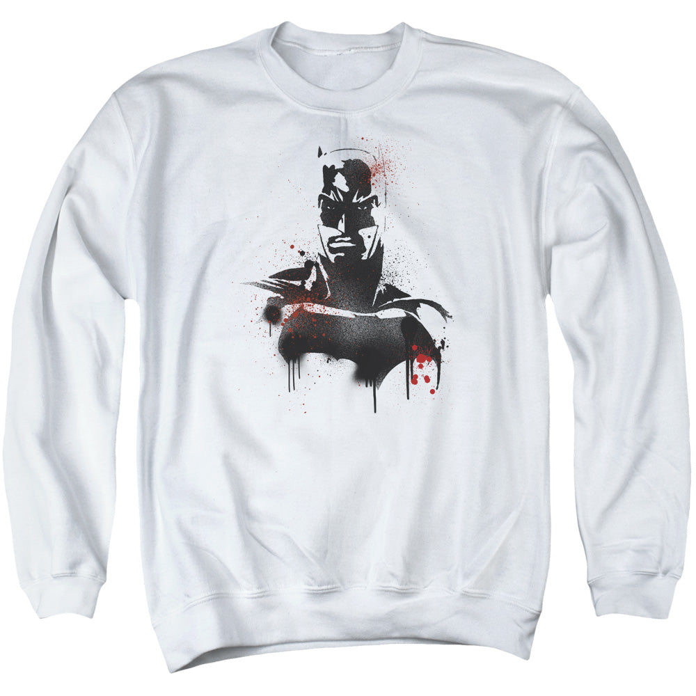 Batman v Superman Batman Spray Men's Crewneck 50 50 Poly Long-Sleeve T-Shirt