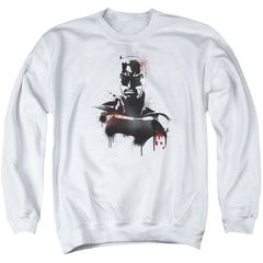 Batman v Superman Batman Spray Men's Crewneck 50 50 Poly Long-Sleeve T-Shirt