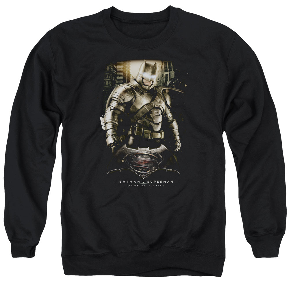 Batman v Superman Bats Ground Zero Men's Crewneck 50 50 Poly Long-Sleeve T-Shirt