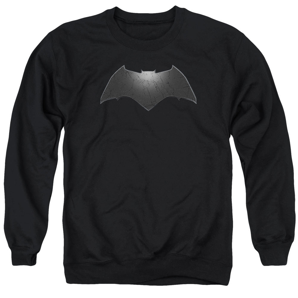 Batman v Superman Beveled Bat Logo Men's Crewneck 50 50 Poly Long-Sleeve T-Shirt