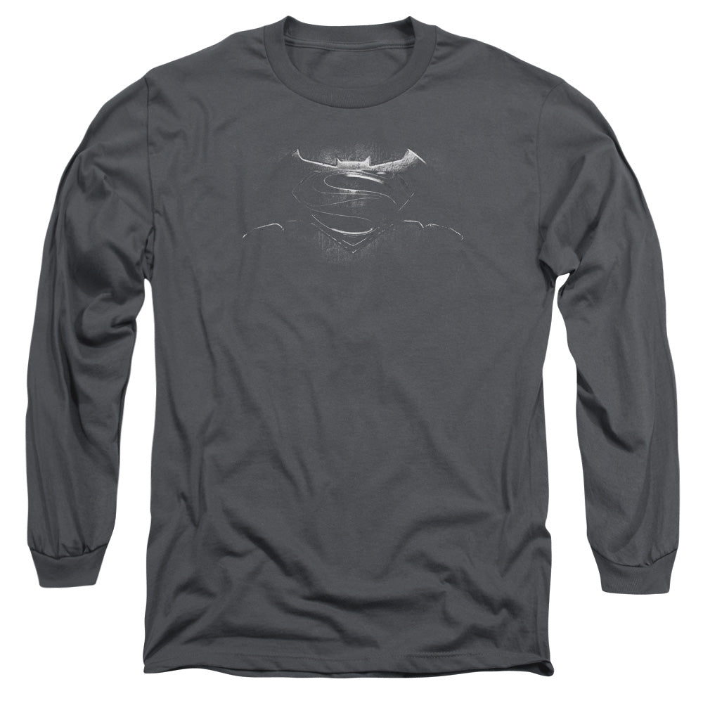 Batman v Superman Bw Logo Men's 18/1 Cotton Long-Sleeve T-Shirt