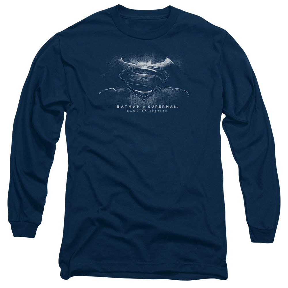 Batman v Superman Bw Logo Men's 18/1 Cotton Long-Sleeve T-Shirt