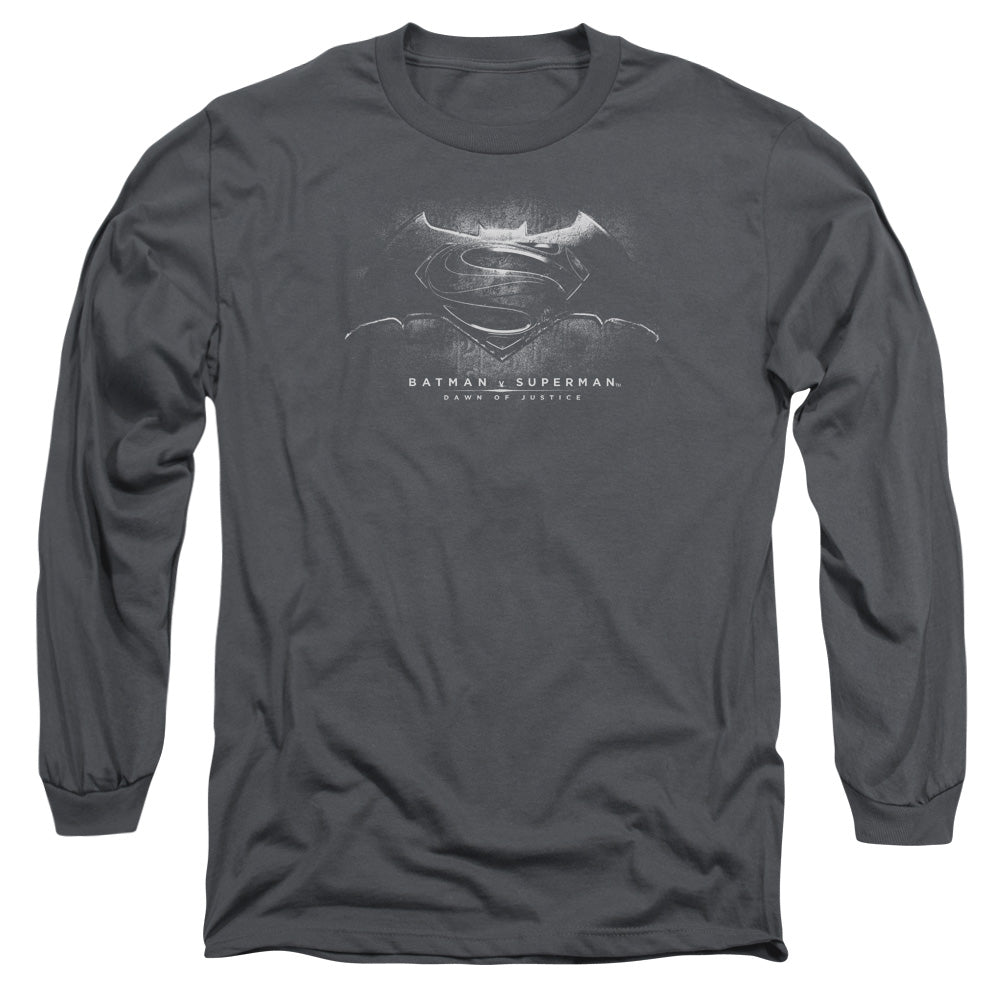 Batman v Superman Bw Logo Men's 18/1 Cotton Long-Sleeve T-Shirt