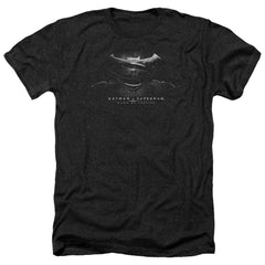 Batman v Superman Bw Logo Men's 30/1 Heather 60 40 Poly Short-Sleeve T-Shirt