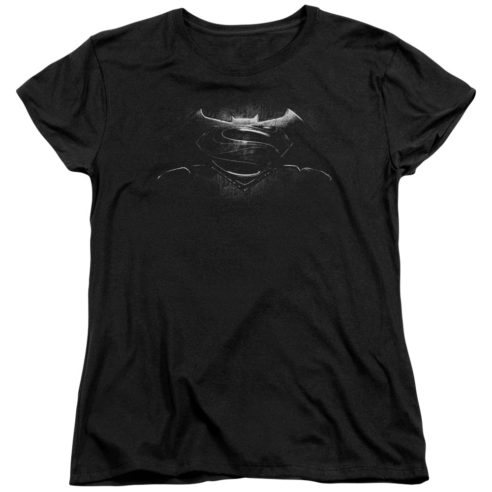 Batman v Superman Bw Logo Women's 18/1 Cotton Short-Sleeve T-Shirt