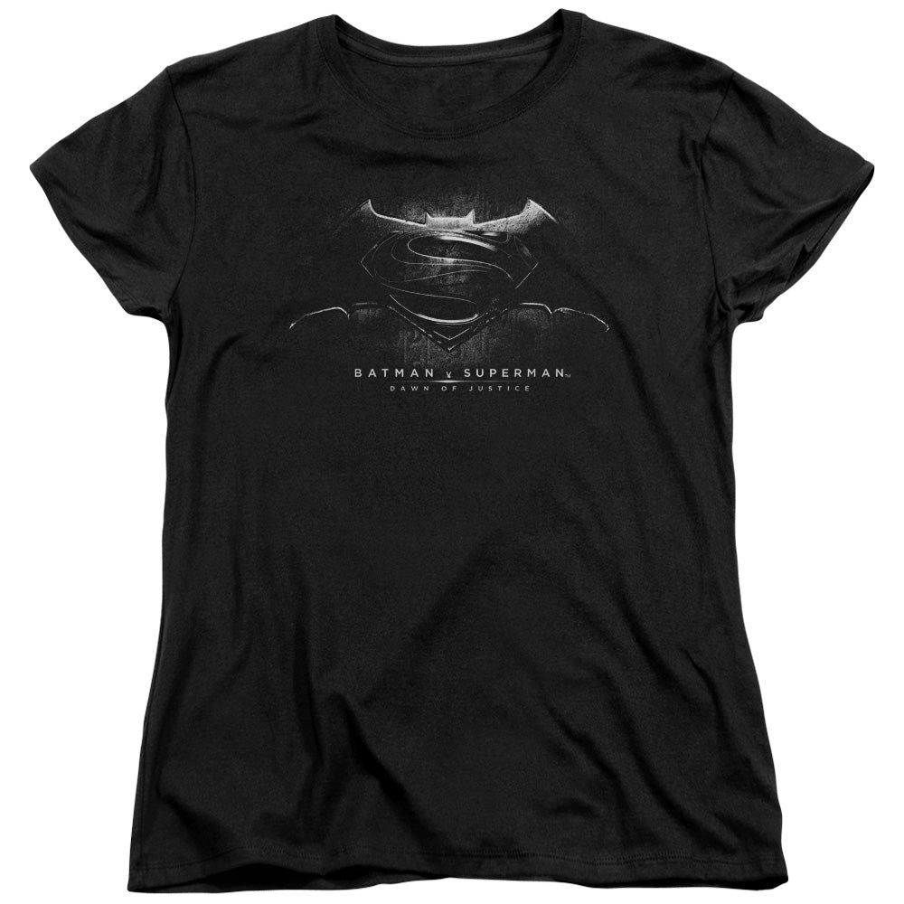 Batman v Superman Bw Logo Women's 18/1 Cotton Short-Sleeve T-Shirt