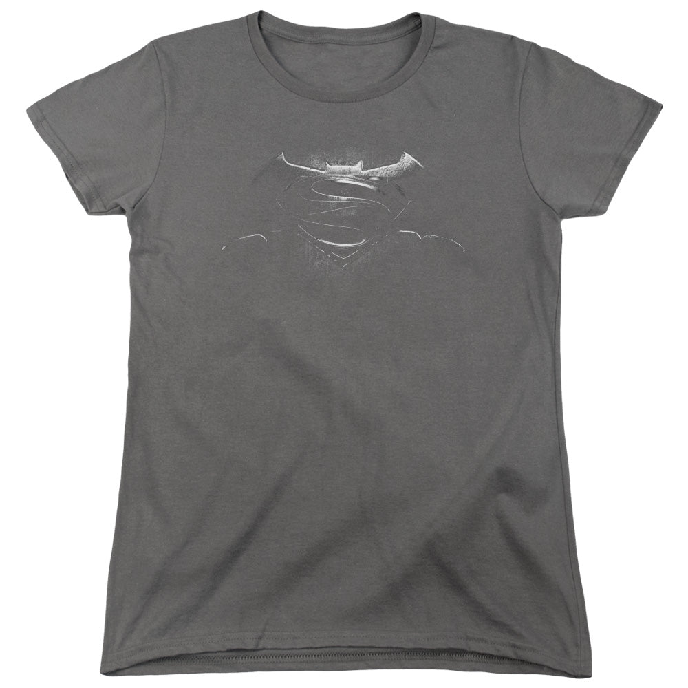 Batman v Superman Bw Logo Women's 18/1 Cotton Short-Sleeve T-Shirt