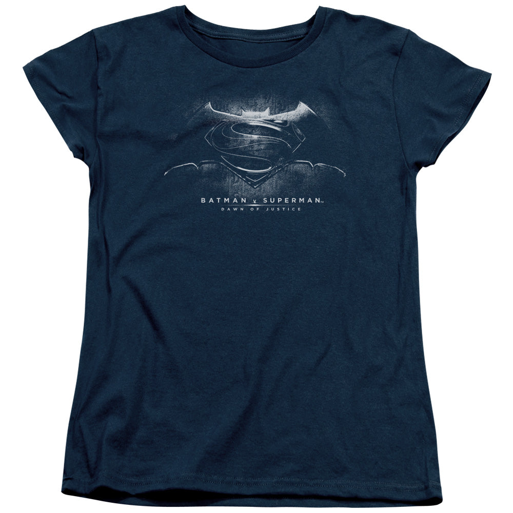Batman v Superman Bw Logo Women's 18/1 Cotton Short-Sleeve T-Shirt