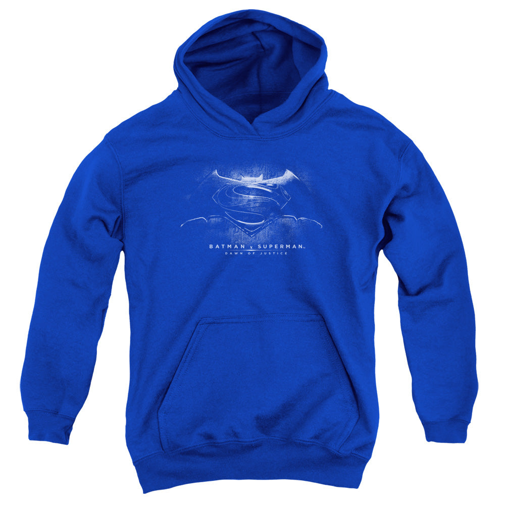 Batman v Superman Bw Logo Youth Cotton Poly Pull-Over Hoodie