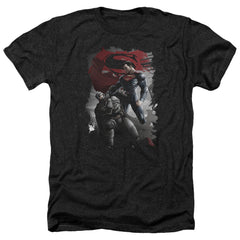 Batman v Superman Choke Men's 30/1 Heather 60 40 Poly Short-Sleeve T-Shirt