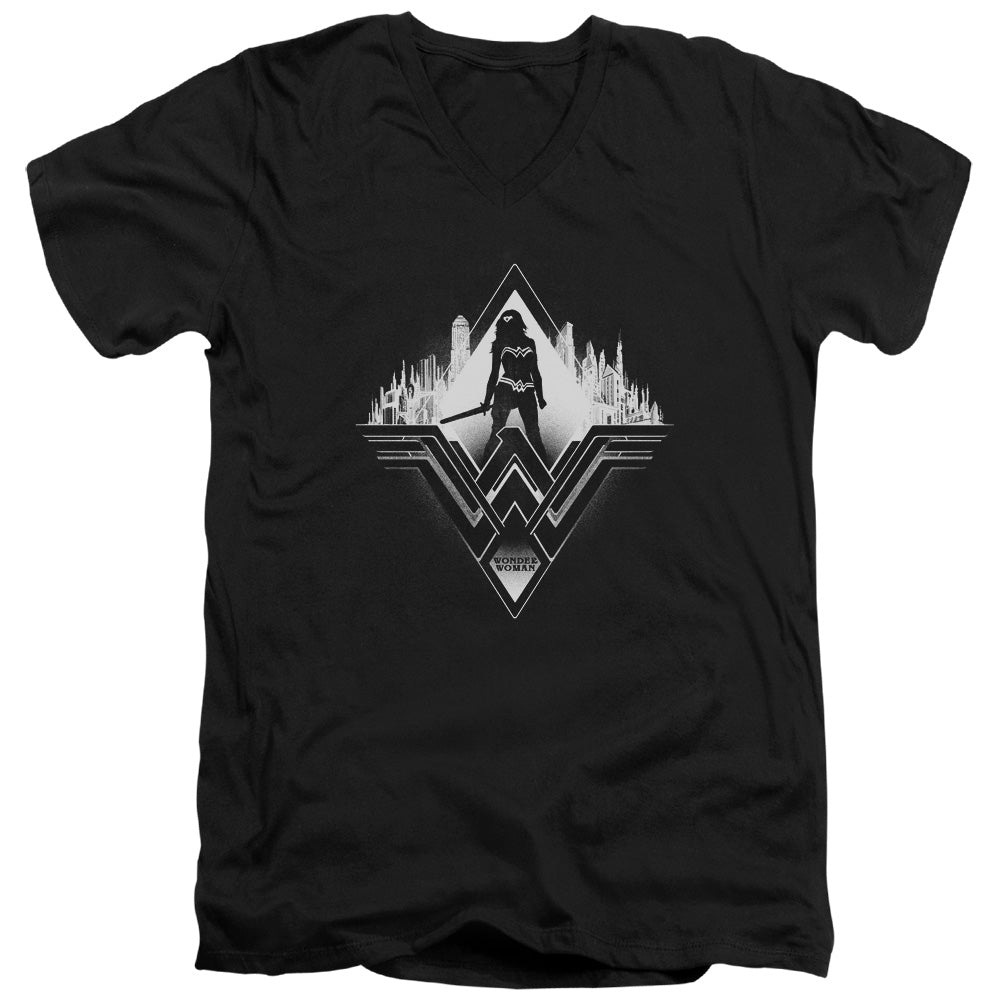 Batman v Superman City Warrior Men's 30/1 Cotton Slim V-Neck T-Shirt