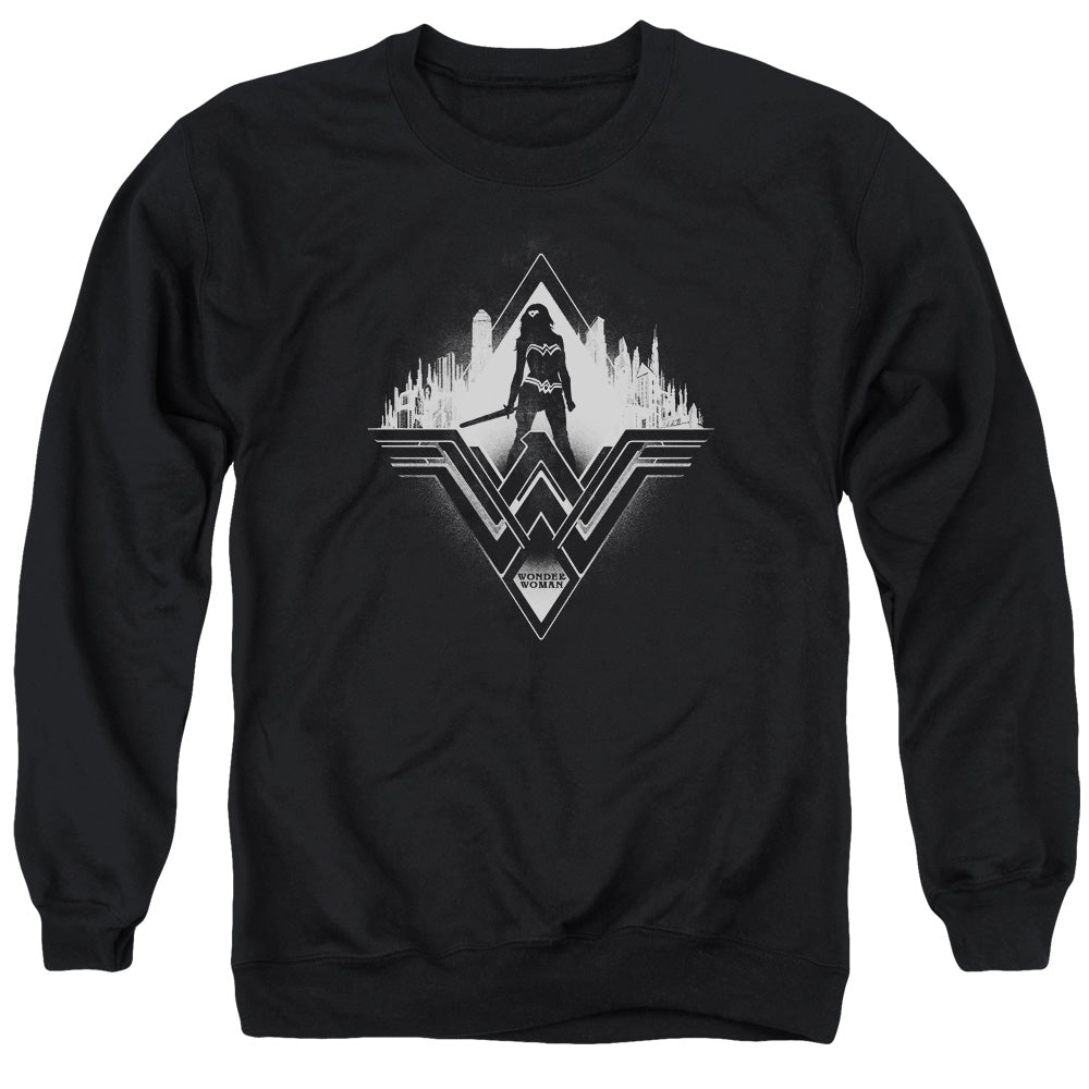 Batman v Superman City Warrior Men's Crewneck 50 50 Poly Long-Sleeve T-Shirt