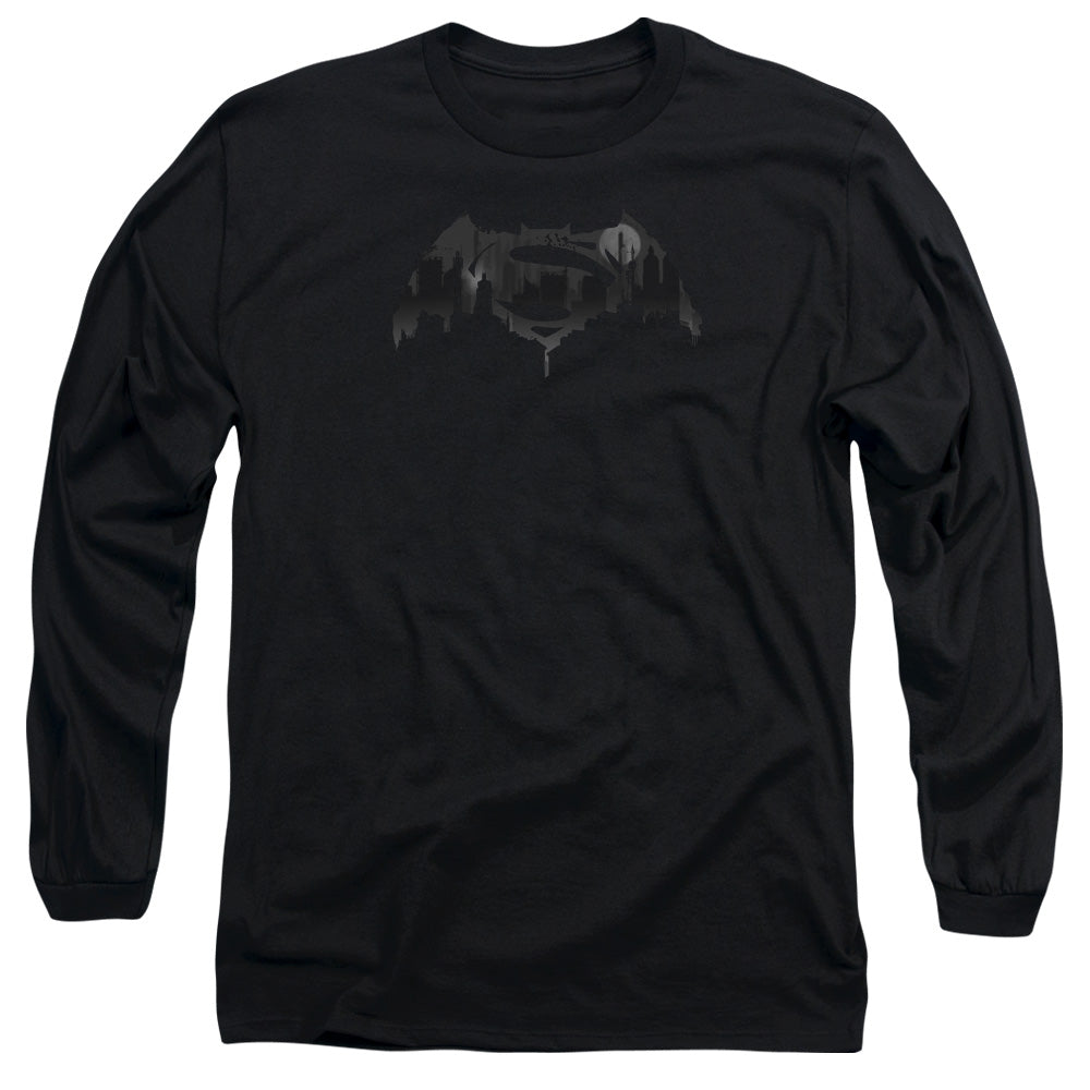 Batman v Superman Cityscape Logo Men's 18/1 Cotton Long-Sleeve T-Shirt