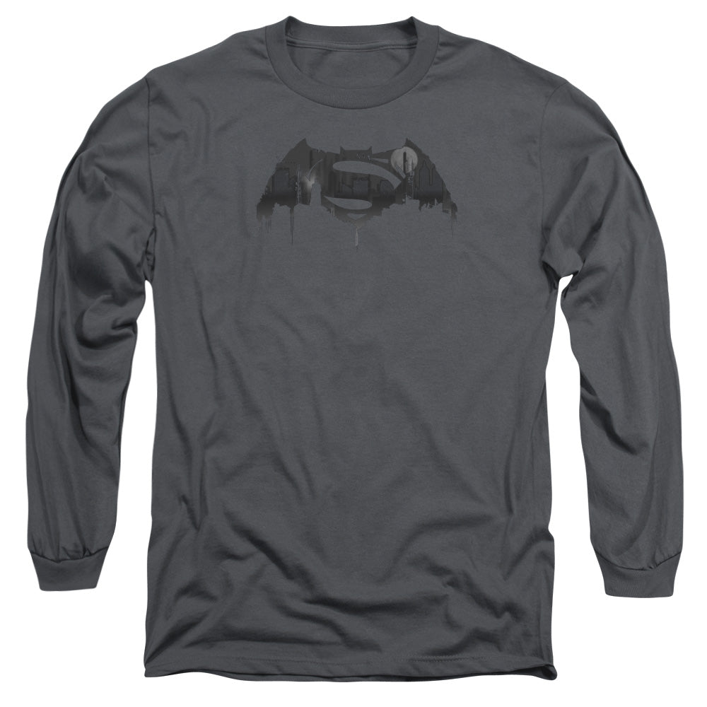 Batman v Superman Cityscape Logo Men's 18/1 Cotton Long-Sleeve T-Shirt