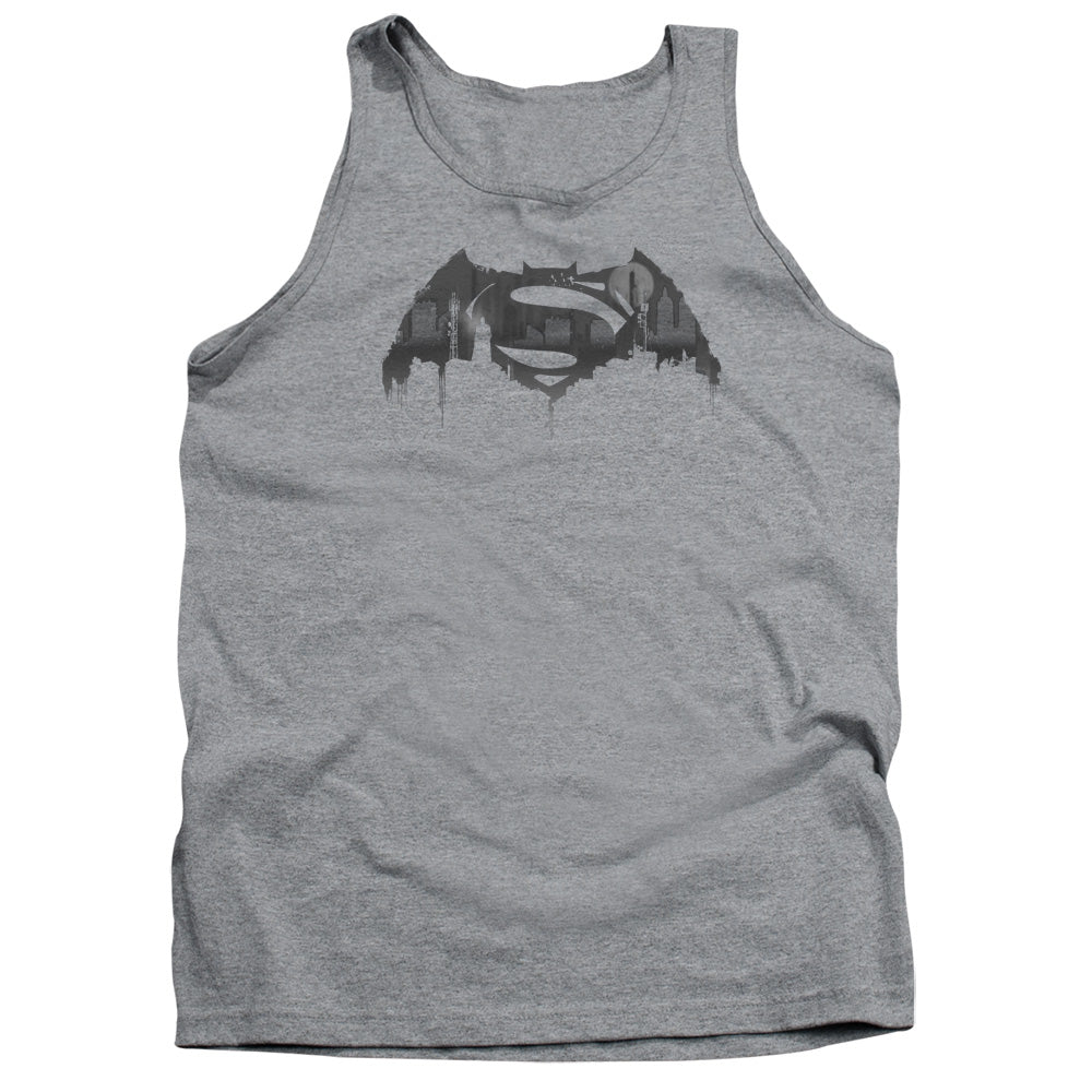 Batman v Superman Cityscape Logo Men's 18/1 Cotton Tank Top