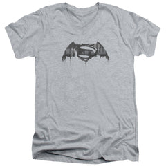 Batman v Superman Cityscape Logo Men's 30/1 Cotton Slim V-Neck T-Shirt