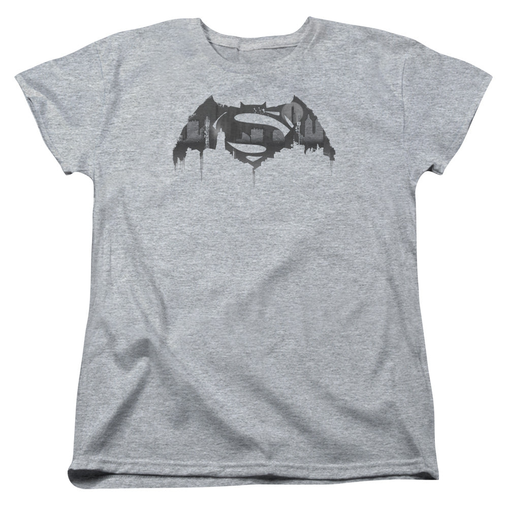Batman v Superman Cityscape Logo Women's 18/1 Cotton Short-Sleeve T-Shirt