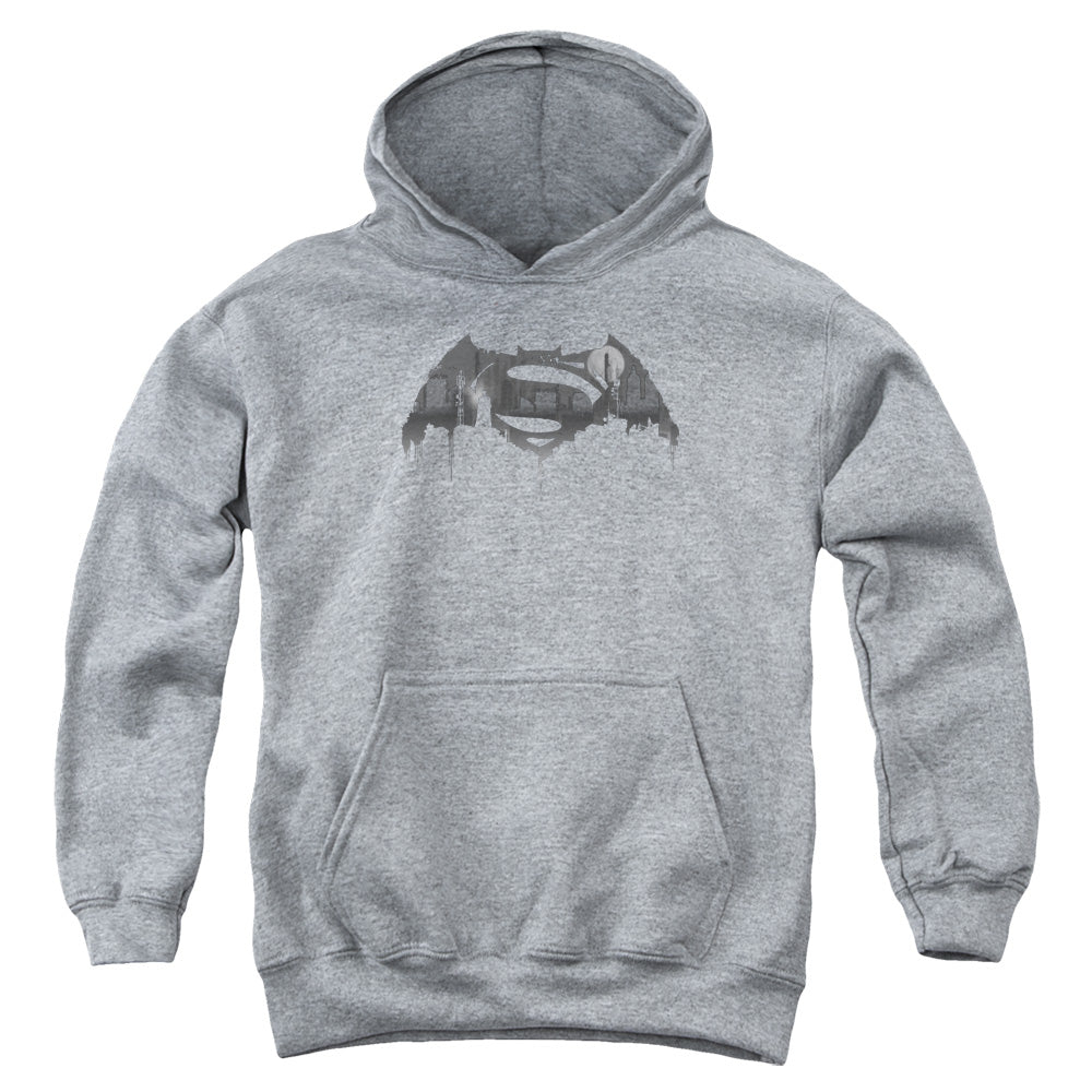 Batman v Superman Cityscape Logo Youth Cotton Poly Pull-Over Hoodie
