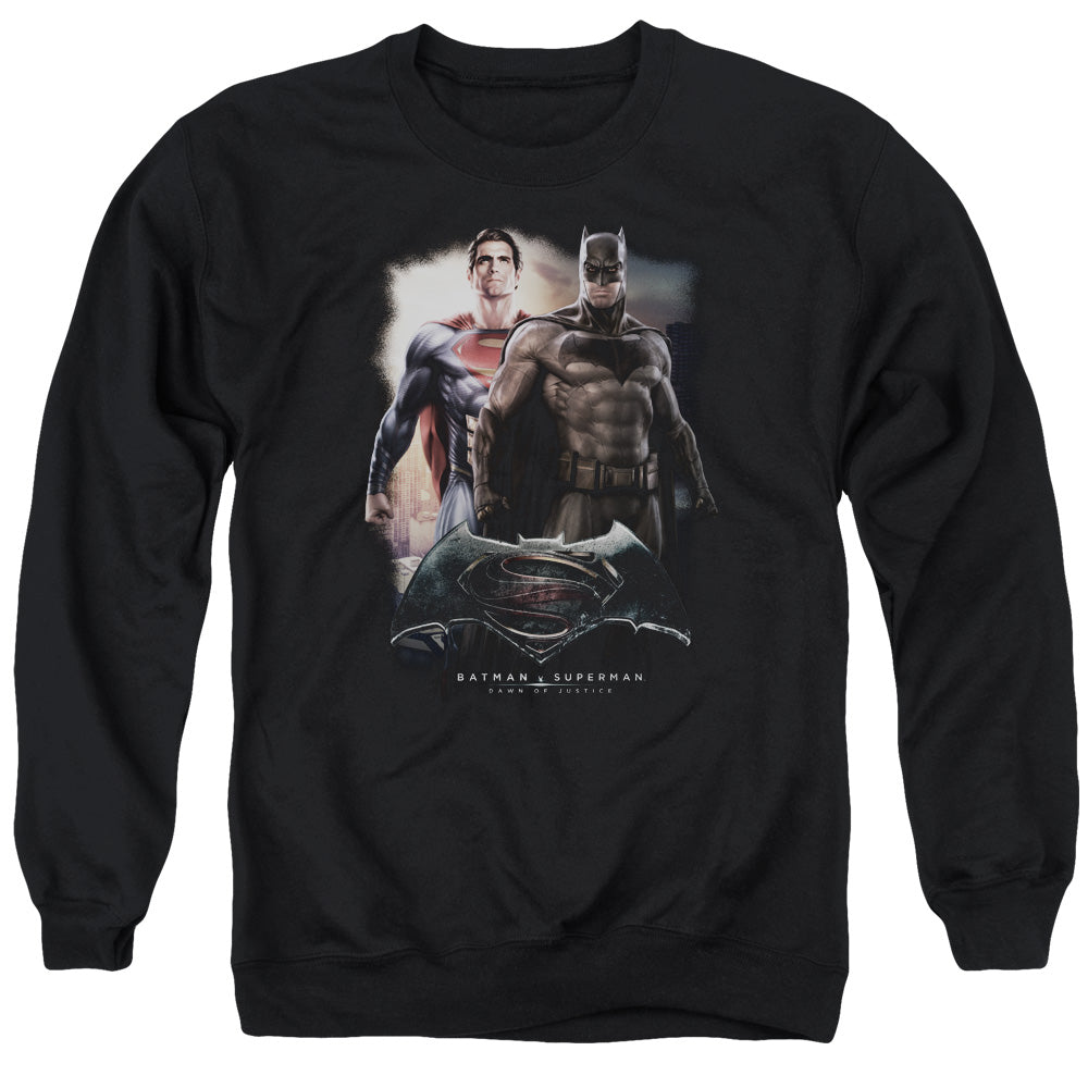 Batman v Superman Dawn Men's Crewneck 50 50 Poly Long-Sleeve T-Shirt