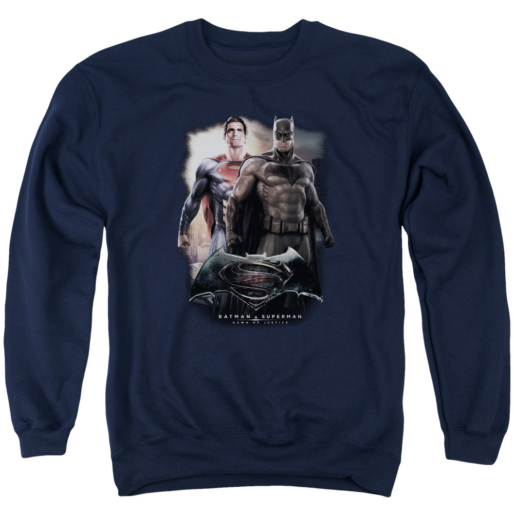 Batman v Superman Dawn Men's Crewneck 50 50 Poly Long-Sleeve T-Shirt