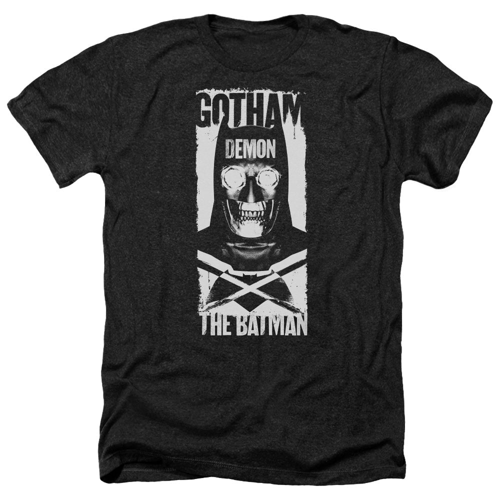 Batman v Superman Demon Bat Men's 30/1 Heather 60 40 Poly Short-Sleeve T-Shirt