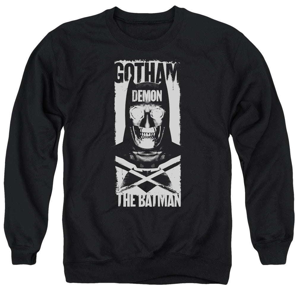 Batman v Superman Demon Bat Men's Crewneck 50 50 Poly Long-Sleeve T-Shirt